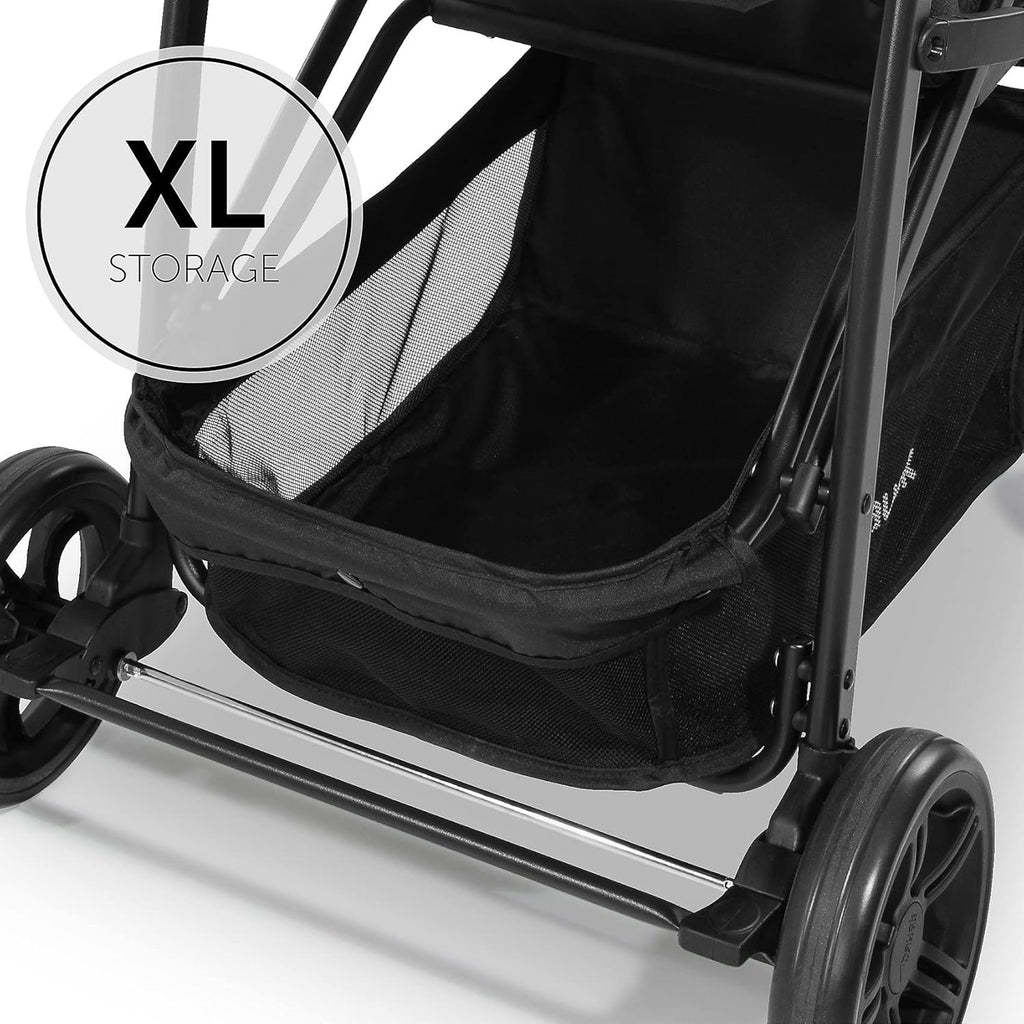 Hauck Buggy Rapid 4 per bambini dalla nascita fino a circa 3 anni, passeggino leggero pieghevole, con funzione reclinabile, regolabile in altezza, ampio cestino (nero)