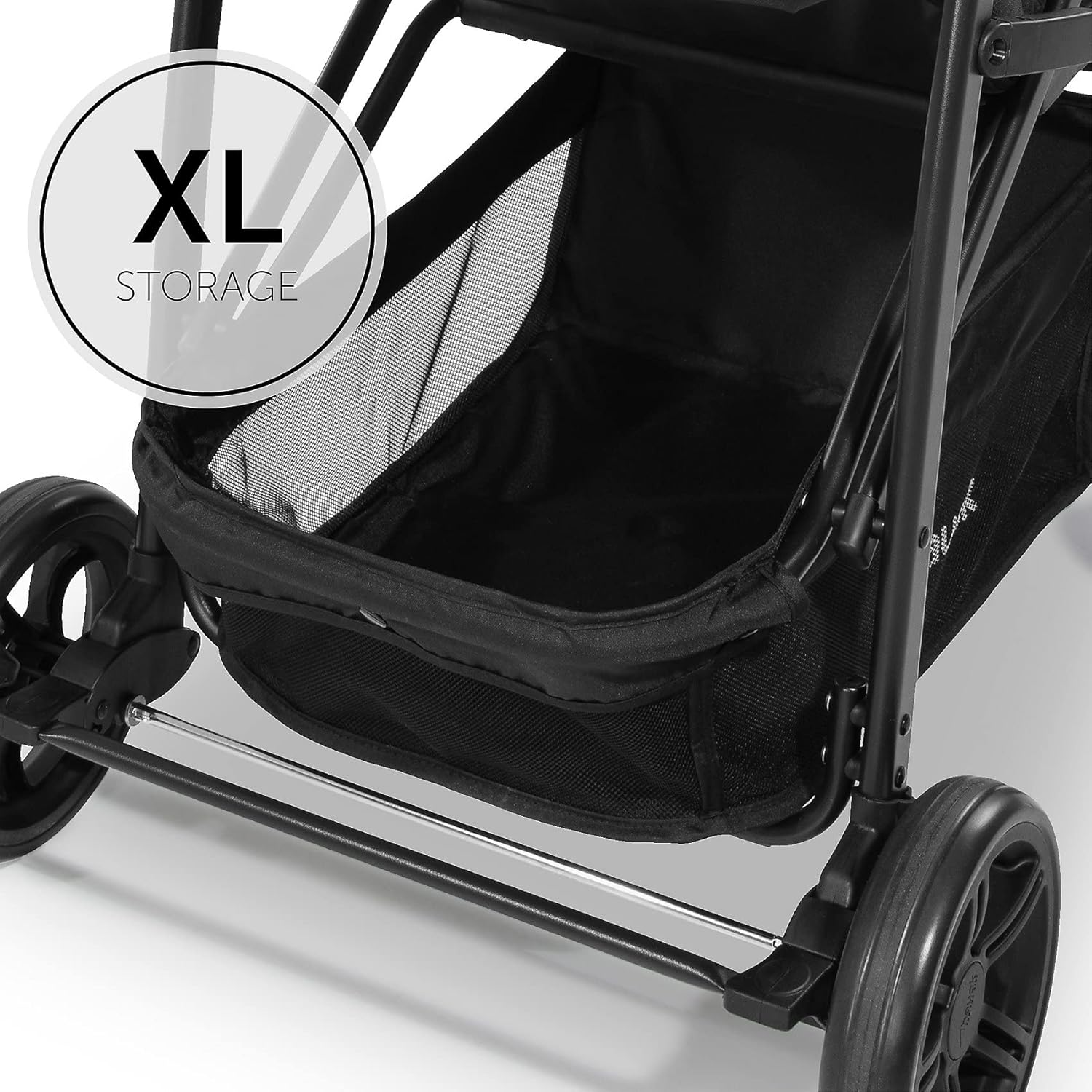 Hauck Buggy Rapid 4 per bambini dalla nascita fino a circa 3 anni, passeggino leggero pieghevole, con funzione reclinabile, regolabile in altezza, ampio cestino (nero)