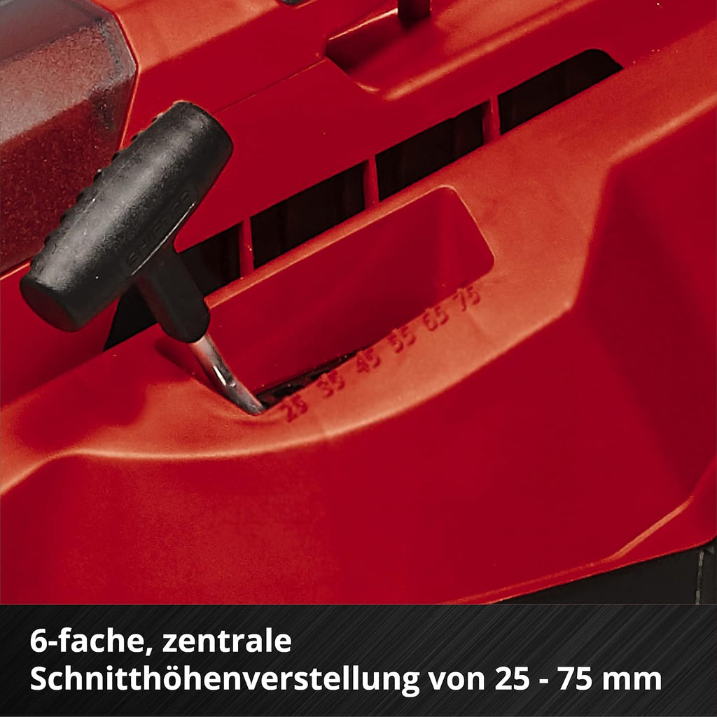 Einhell Rasaerba a batteria RASARRO 36/38 Kit Power X-Change (36 V, 38 cm larghezza taglio, 450 m, senza spazzole, funzione mulching, sacco di raccolta 45L, incl. 2 batterie da 4,0 Ah + caricatore doppio)