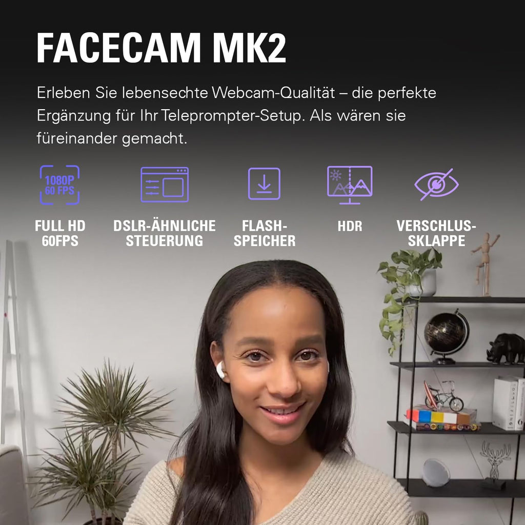 Elgato Prompter – Teleprompter mit integriertem Bildschirm für YouTube, Twitch, Zoom, Teams und mehr, unterstützt DSLR/Webcam/Smartphone, Drag&Drop-Monitoranzeige, funktioniert mit Mac/PC&Stream Deck