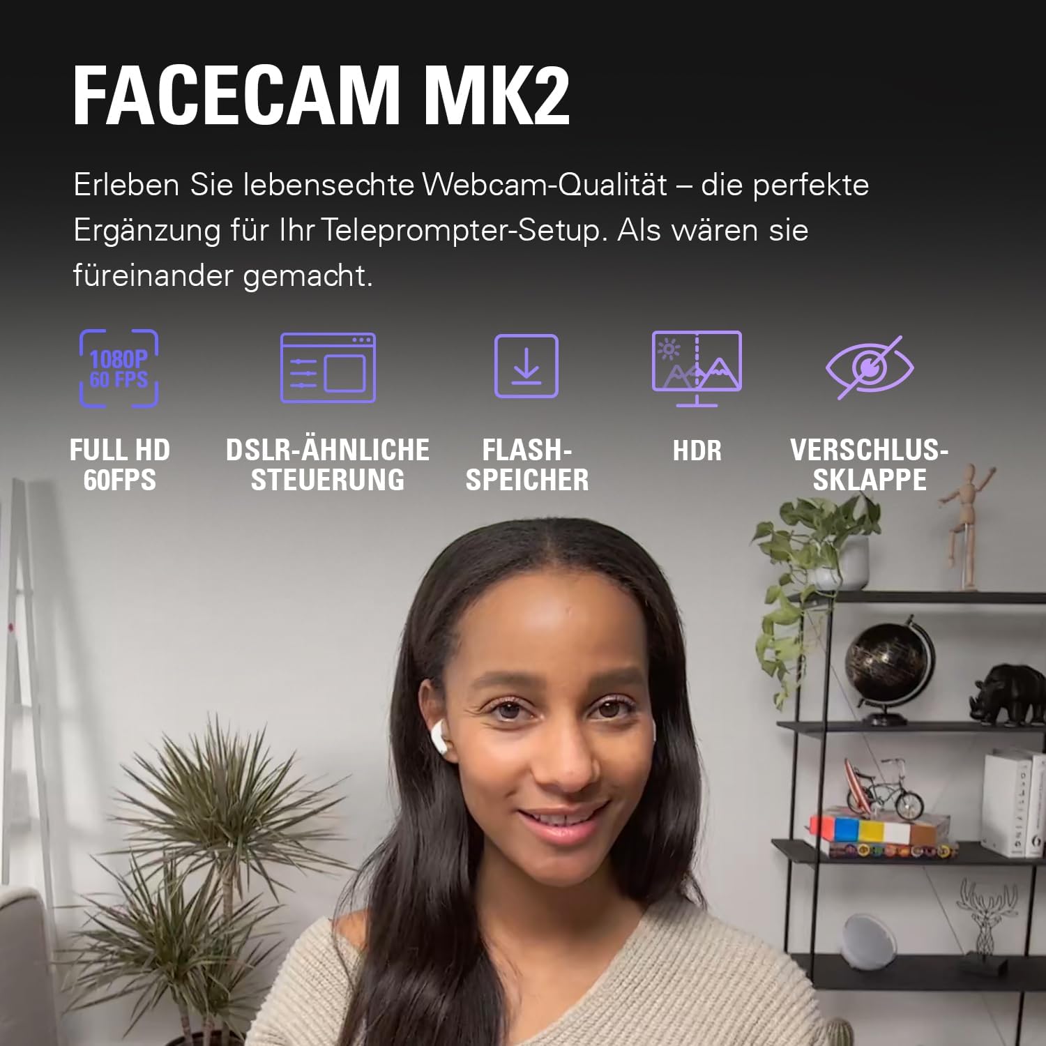 Elgato Prompter – Teleprompter mit integriertem Bildschirm für YouTube, Twitch, Zoom, Teams und mehr, unterstützt DSLR/Webcam/Smartphone, Drag&Drop-Monitoranzeige, funktioniert mit Mac/PC&Stream Deck