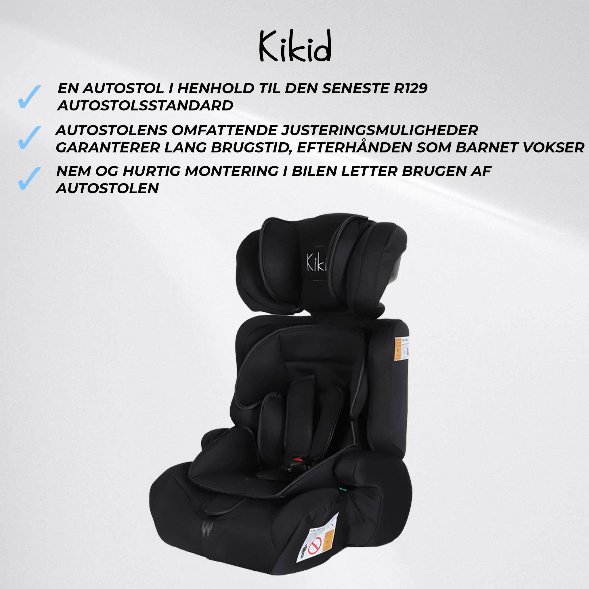 Kikid Kindersitz Basic 76-150cm R129, schwarz