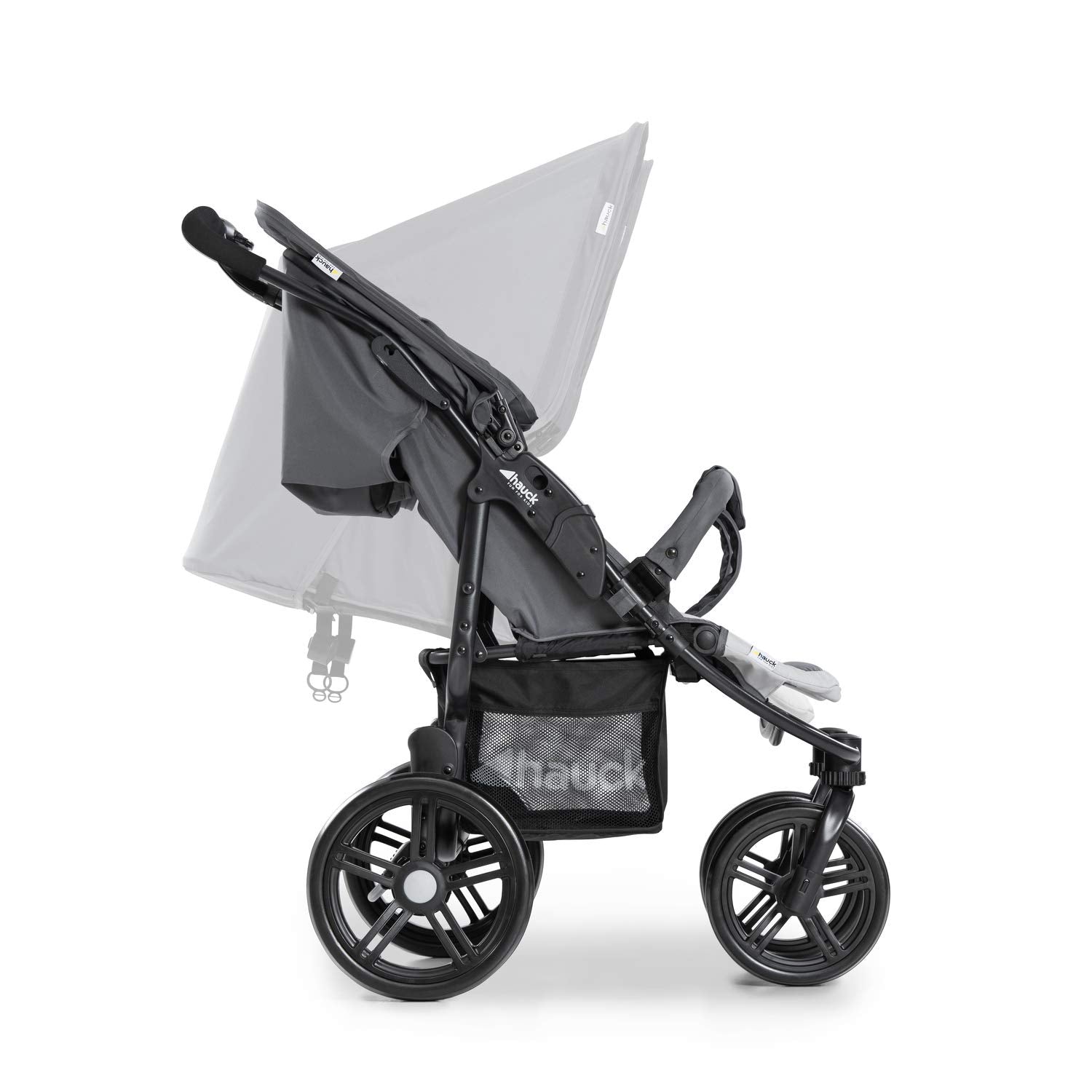 hauck Passeggino Gemellare Roadster Duo SLX, da Nascita a 15 kg (circa 3 anni) con Funzione Reclinabile, Cestino XL, Pieghevole Facile e Compatto, Ruote Grandi (Grigio/Argento)
