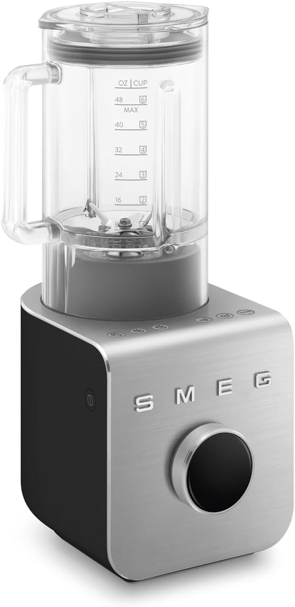 SMEG, Hochleistungsmixer BLC01BLMEU, 5 voreingestellte Programme, 9 manuelle Geschwindigkeitsstufen, Pause & Pulse-Funktion, Kunststoffgehäuse, rutschfeste Basis, 1400 W, Schwarz