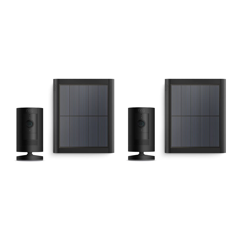 Ring Außenkamera Solar (Stick Up Cam) | Überwachungskamera aussen mit Solarpanel, 1080p-HD-Video, WLAN, witterungsbeständig, geeignet für Haus & Grundstück | 4 Kameras