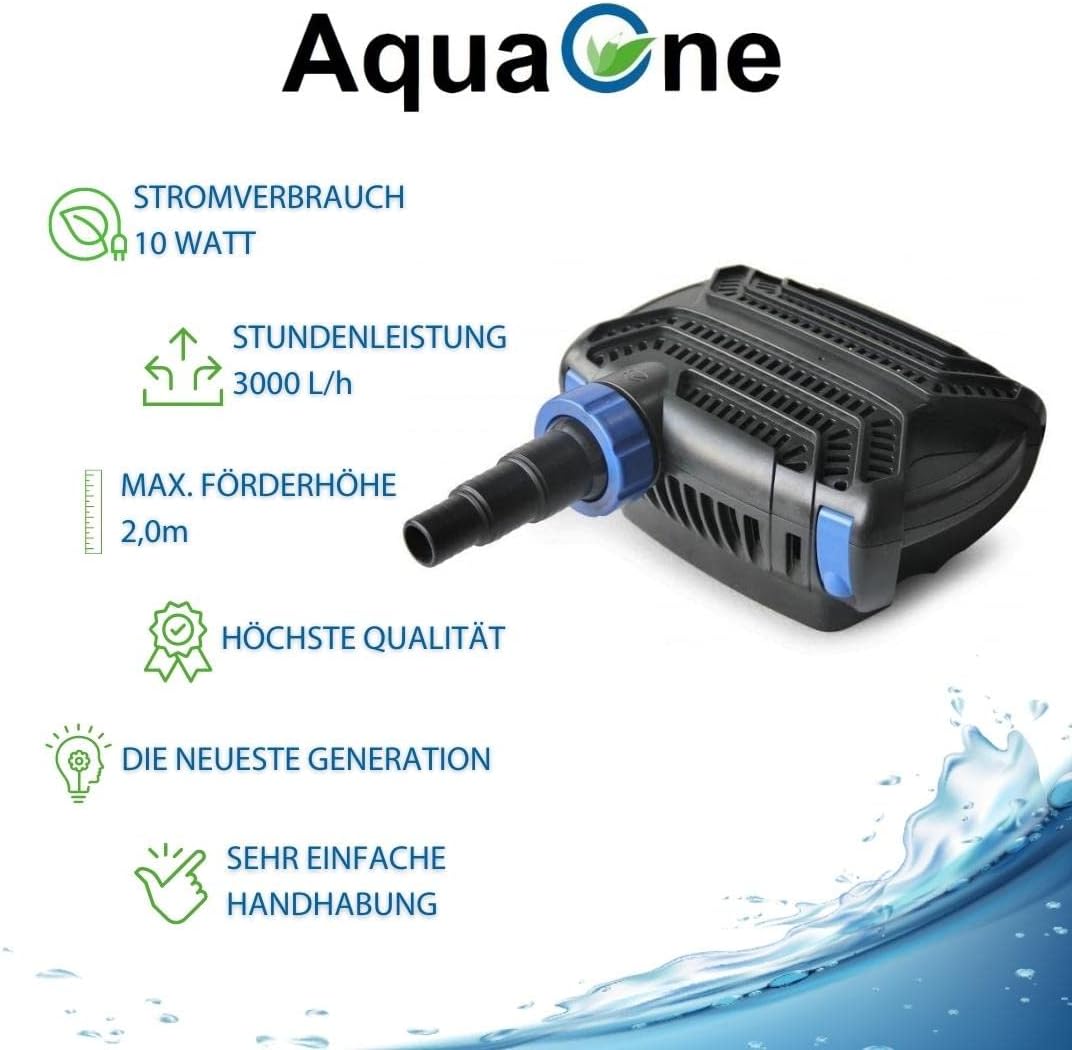 AquaOne Eco Teichpumpe CTF-B 20000 180 Watt 20000l /h I Hochwertige Teichpumpe mit Filter I Spezielle Pumpe für den Gartenteich I Filterpumpe Teich I Teich Pumpe