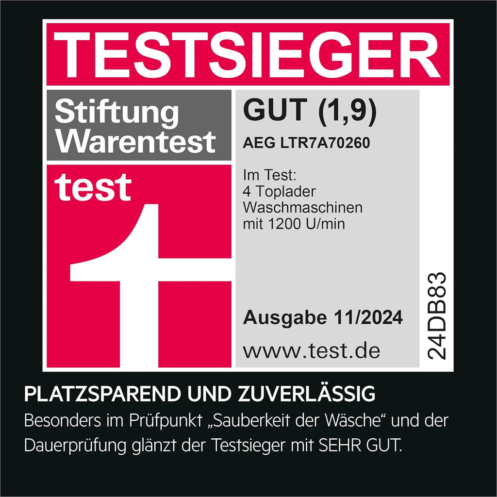 AEG LTR7A71370 Lavatrice Carica dall'alto / Serie 7000 con ProSteam / ProSteam - Funzione Refresh / 7,0 kg / Silenziosa / Controllo automatico del carico / Funzione Aggiungi indumento / Stop Acqua / 1300 giri/min