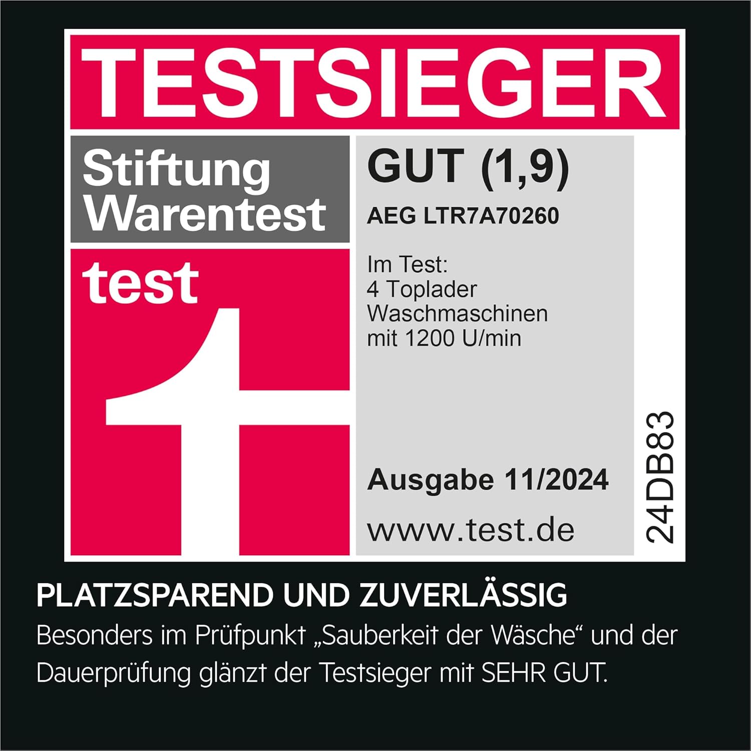 AEG LTR7A71370 Lavatrice Carica dall'alto / Serie 7000 con ProSteam / ProSteam - Funzione Refresh / 7,0 kg / Silenziosa / Controllo automatico del carico / Funzione Aggiungi indumento / Stop Acqua / 1300 giri/min