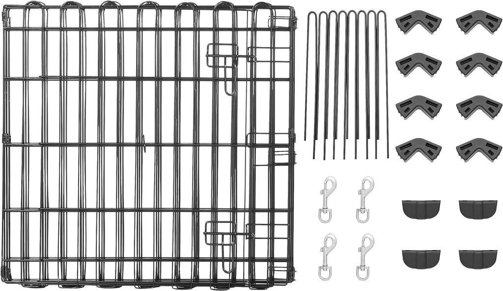 Amazon Basics - Achteckig, Laufgehege für Hunde und andere Haustiere, faltbar, Metall, mit Tür,122 cm, Schwarz