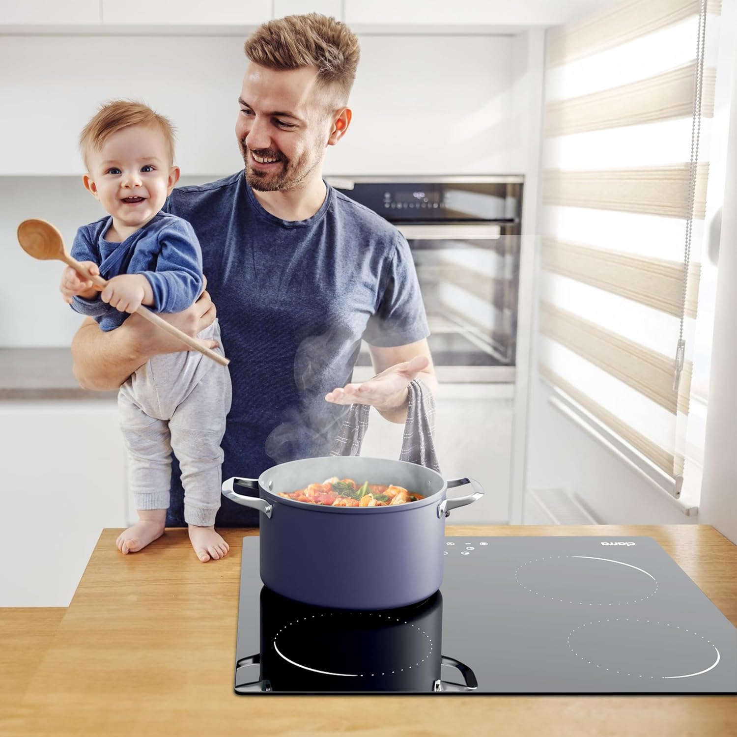 Ciarra CABBIH4-C 4 Zonen Einbau Induktionskochfeld 60cm Kochfeld Induktion Herdplatte Touch-Bedienung mit 4 Platten 9 Leistungsstufen Induktionskochplatte Timer 6000W