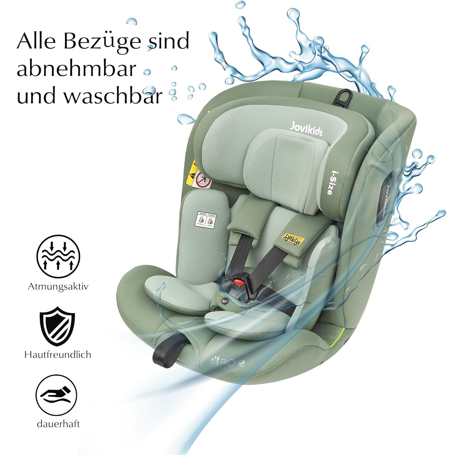 Jovikids 360° Drehbar Kindersitz mit ISOFIX und Ruheposition, i-Size(ECE R129) 40-150cm(0-36kg) Reboarder Baby Autositz, ab Geburt -12 Jahre (schwarz)