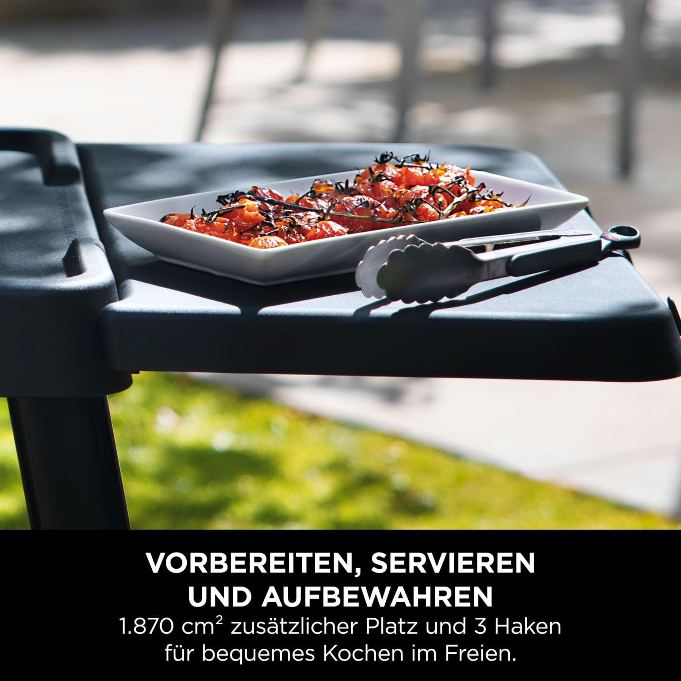 Ninja Woodfire verstellbarer Ständer und Beistelltisch, Außenofen- und Grillständer, robuster Outdoor-Kochtisch und Pizzaofenständer, Schwarz 4718J800EUUK