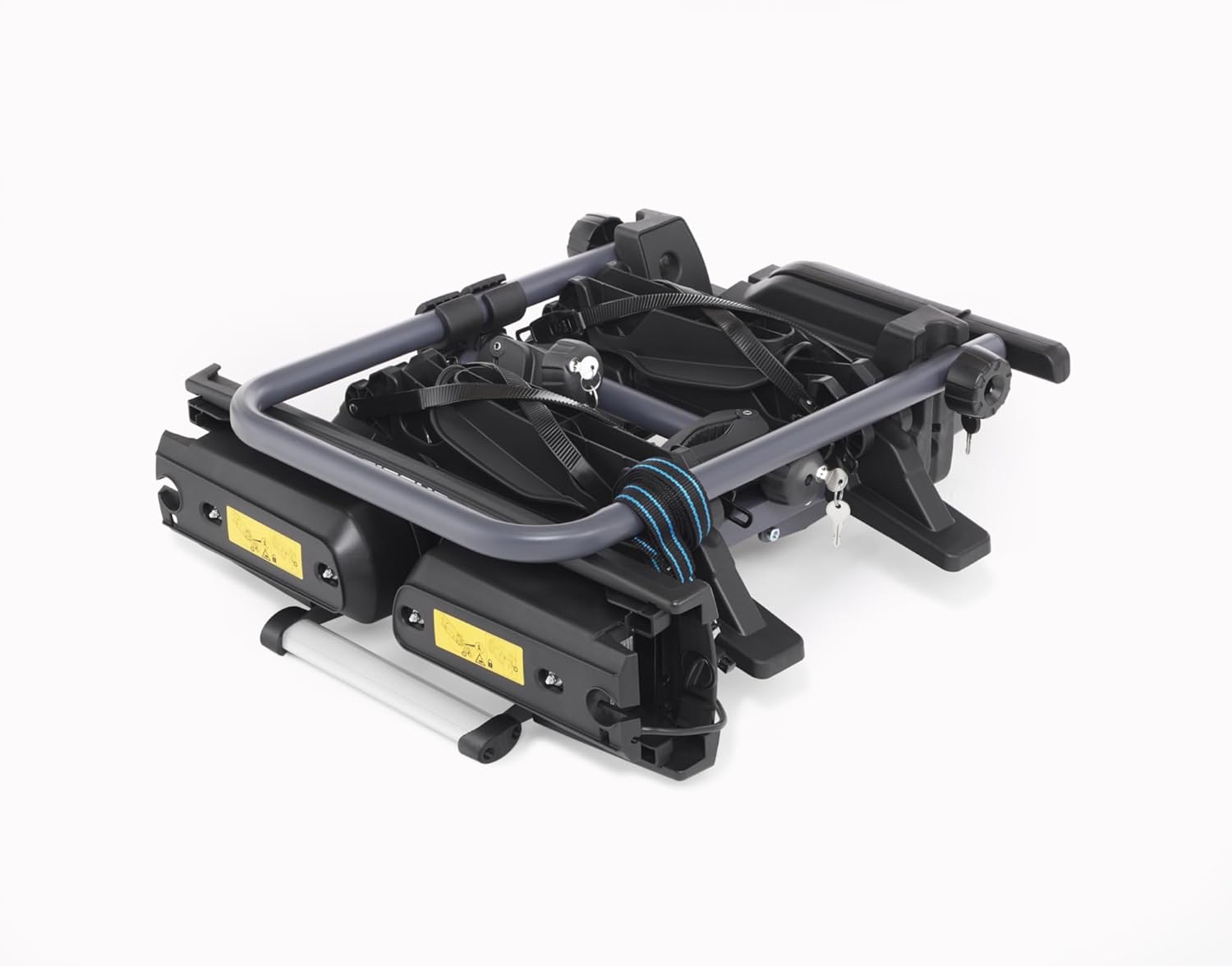 Fischer Portabici da Gancio Traino Proline Evo 2, per 2 biciclette fino a 60 kg di carico utile, adatto per e-bike, preassemblato, con serratura, pieghevole