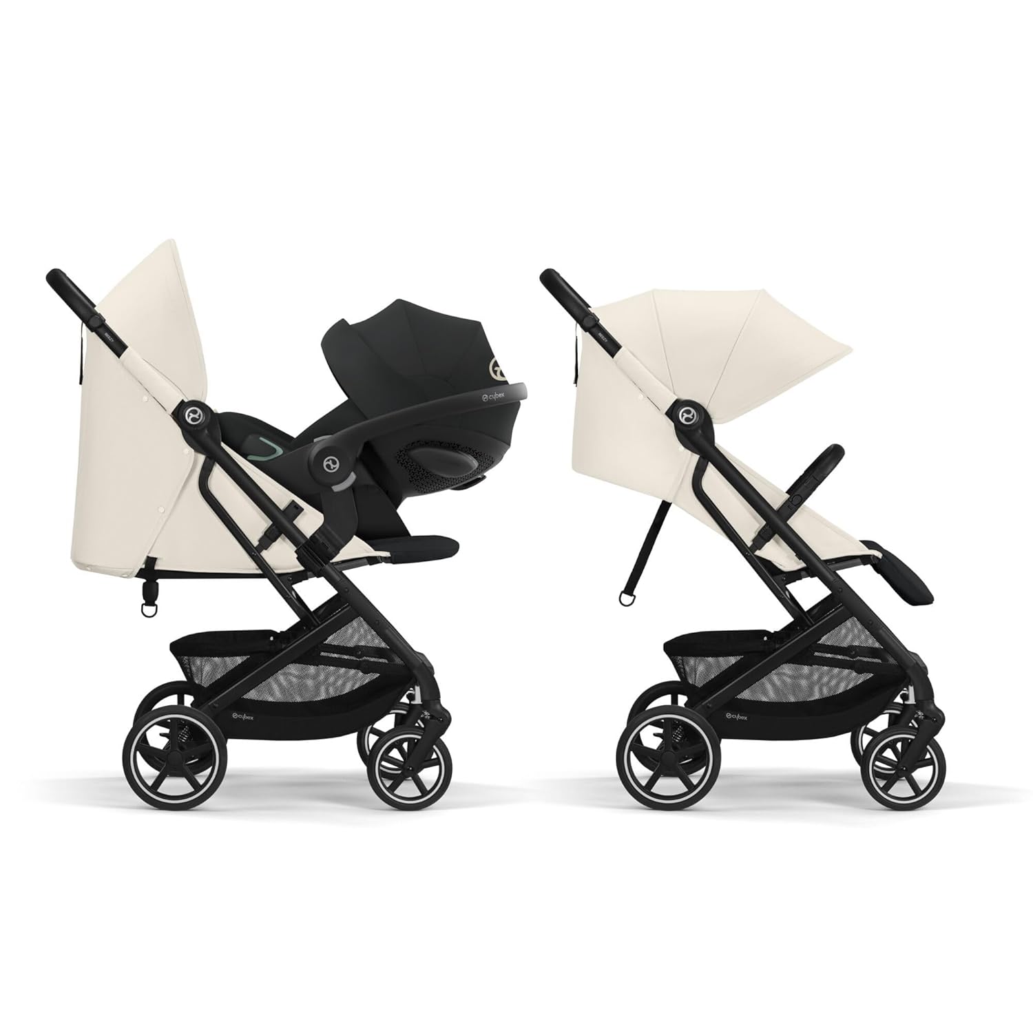 Cybex Gold Passeggino Beezy con imbracatura One-Pull, Dalla nascita fino a circa 4 anni (max. 22 kg), Compatto ed ergonomico, Almond Beige (Beige con telaio nero)