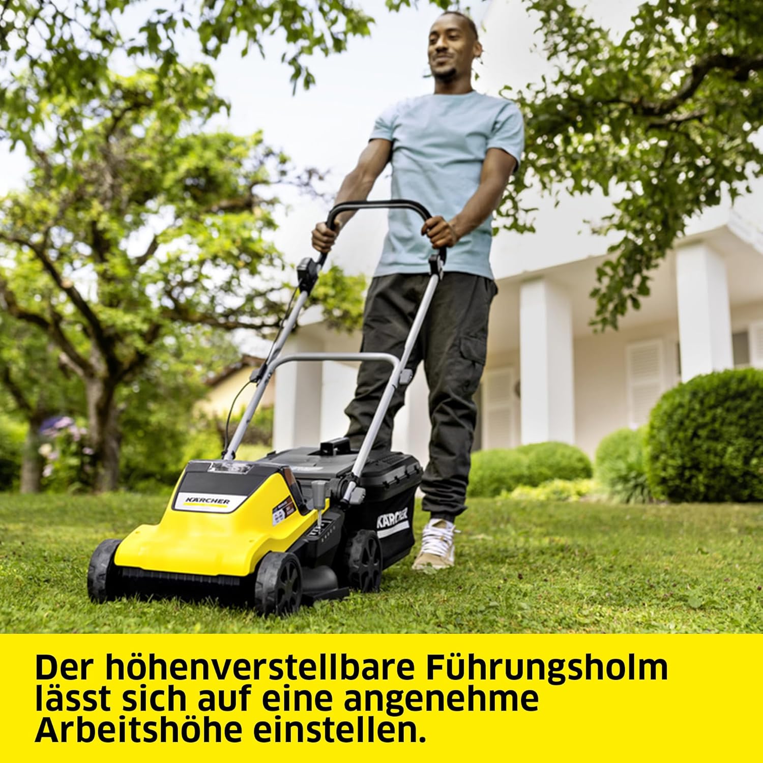 Kärcher Akku-Rasenmäher LMO 2-18, Grasfangbehältervolumen 30 l, 5 stufige Schnitthöhenverstellung 3.500 U/min, ohne Akku und Ladegerät, gelb
