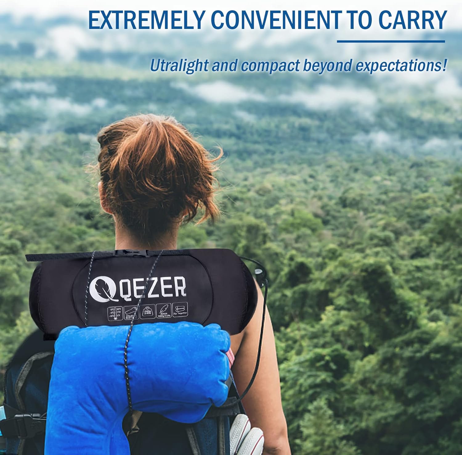 QEZER Daunenschlafsack Warmer Winter Schlafsack Outdoor -8°C bis -23°C 4 Jahreszeiten Mumienschlafsack für Erwachsener und Jugendliche Camping Outdoor und Indoor