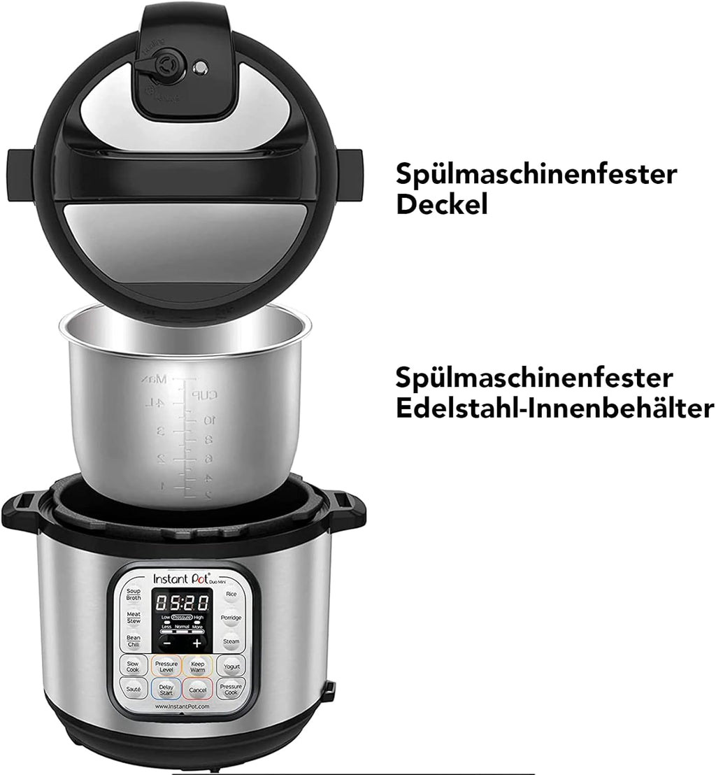 Instant Pot Pro 10-in-1-Elektro-Multikocher 1200 W, 5,7 L – Schnellkochtopf, Schongarer, Reiskocher, Dampfgarer, Sautierpfanne, Sterilisator, Joghurtbereiter, Sous Vide Gert – Schwarzer Edelstahl