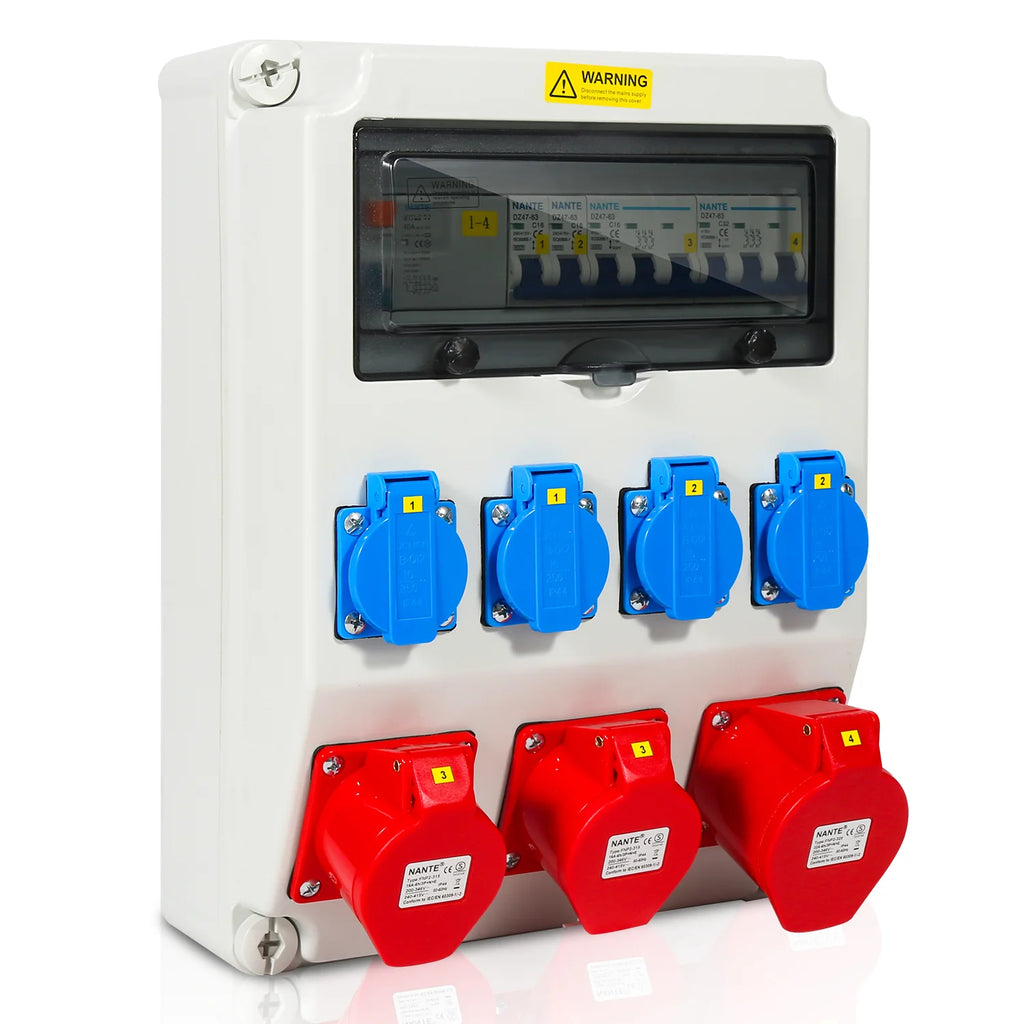 Sonnewelt Quadro di distribuzione a parete FI 4 prese Schuko e presa CEE 16/32A