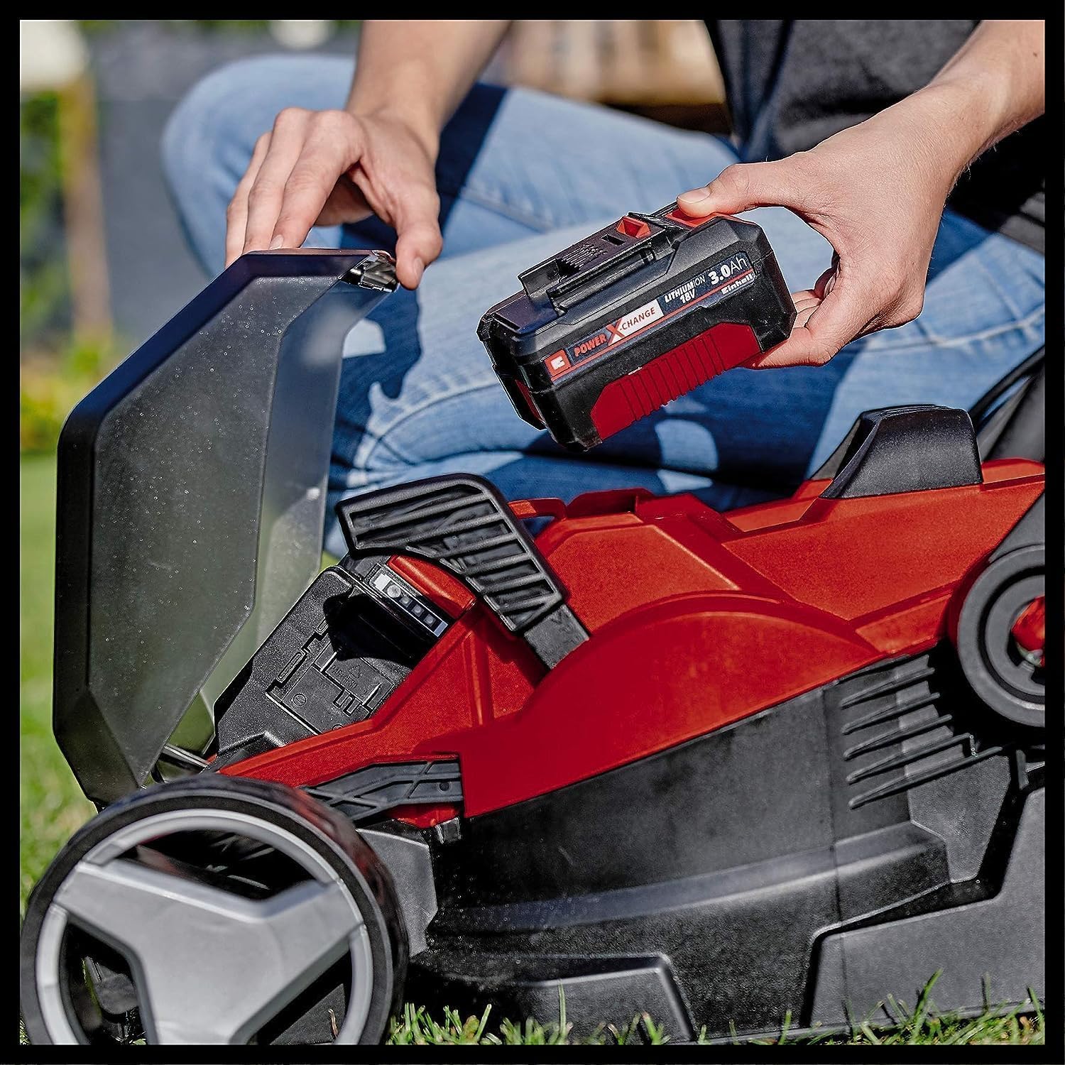 Tagliaerba a batteria Einhell GE-CM 36/34-1 Li-Solo Power X-Change (36 V, larghezza di taglio 33,5 cm, fino a 200 m², sacco di raccolta erba 30 l, altezza di taglio 25-65 mm, senza batteria)