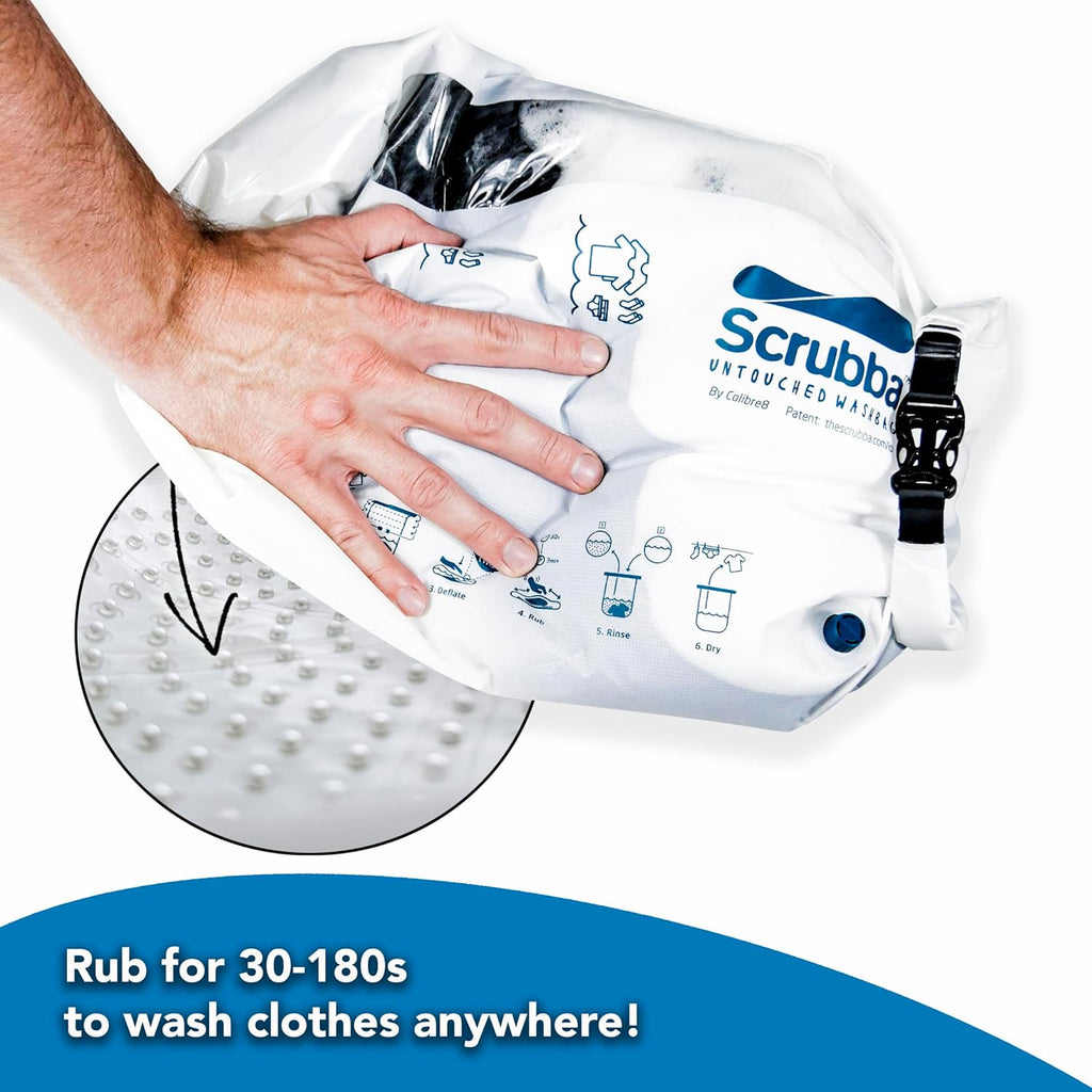 Scrubba Toplader Wash Bag 2.0 - Lavatrice portatile da campeggio - Borsa per il lavaggio e sacca da bucato, Verde