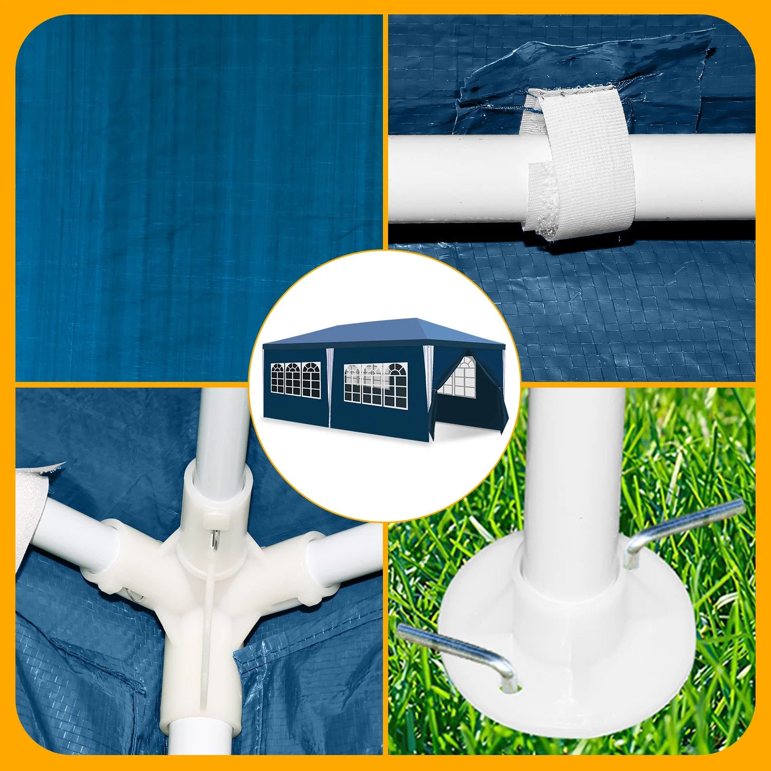 Sonnewelt Padiglione 3x6m Gazebo Impermeabile con Pareti Laterali