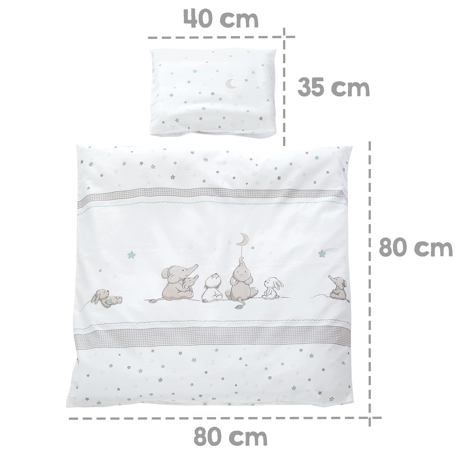 roba Babywiege 40 x 90 cm Adam & Eule - Stubenwagen & Wiege mit Rollen - Bett Set komplett mit Feststellfunktion - Inkl. textiler Ausstattung - Holz weiß