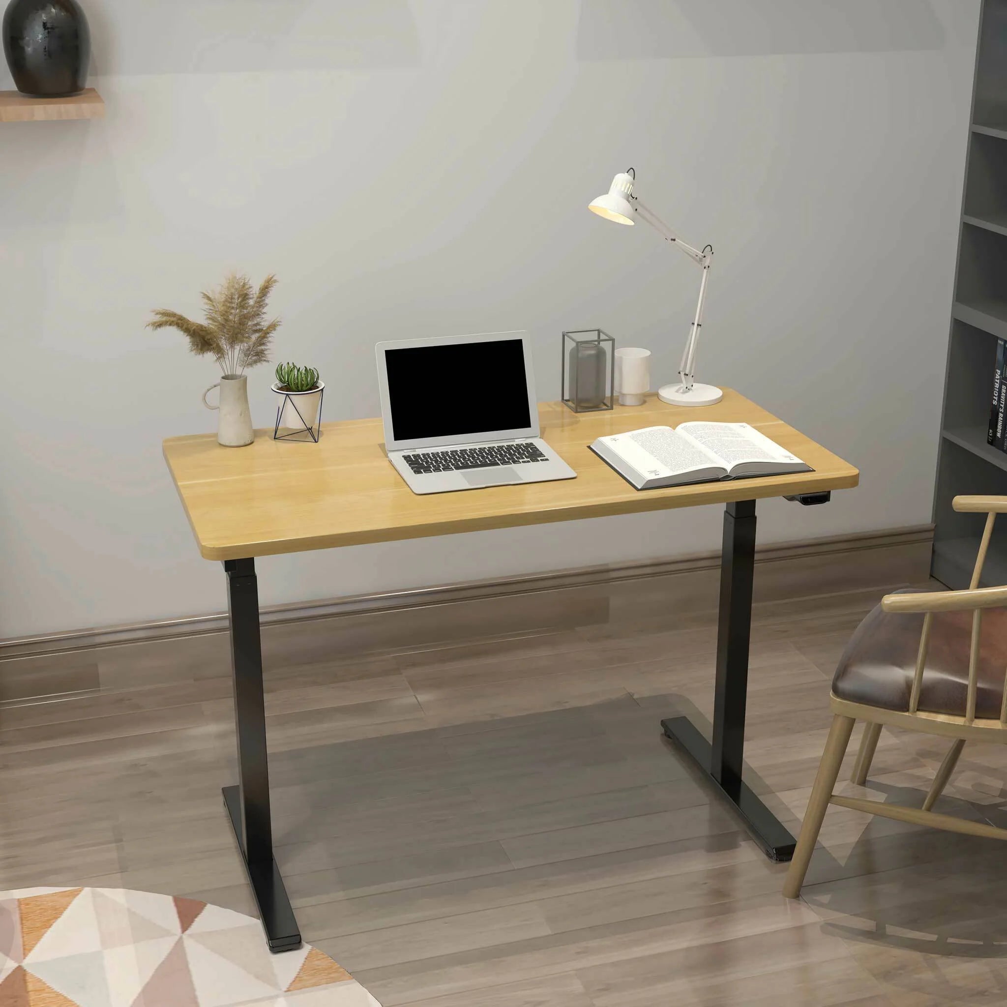 Lykke Scrivania Elettrica Regolabile in Altezza M100, nero/rovere, 120 x 60 cm