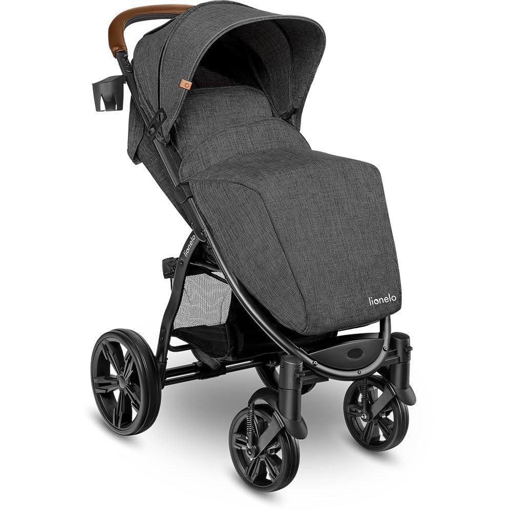 LIONELO Annet Buggy fino a 22 kg con funzione reclinabile, passeggino compatto richiudibile con accessori, ruote in schiuma EVA, zanzariera, coprigambe, portabevande, cestino (Golden Moments, Tour)