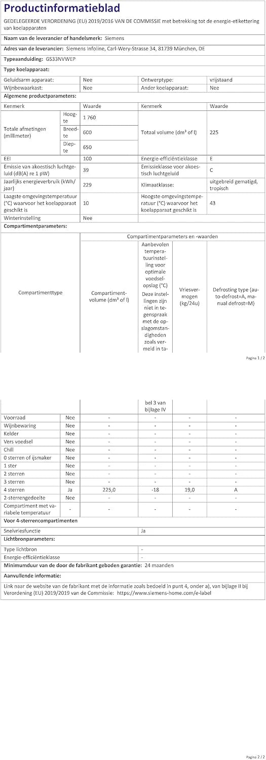 Siemens GS58NDWDP, iQ500 Congelatore a Libera Installazione, 191 x 70 cm, 366 L, noFrost, bigBox, Illuminazione Interna a LED, superFreezing, varioZone per Vano Congelatore Adattabile, freshSense