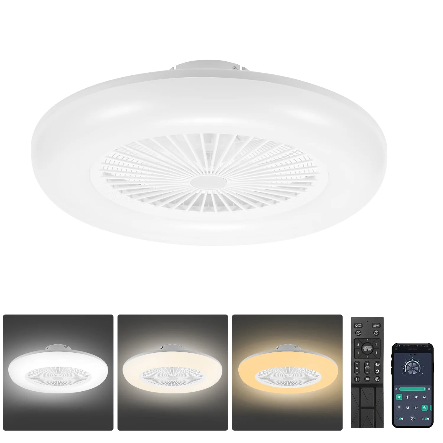 Sonnewelt Deckenventilator mit Beleuchtung 80W Dimmbar