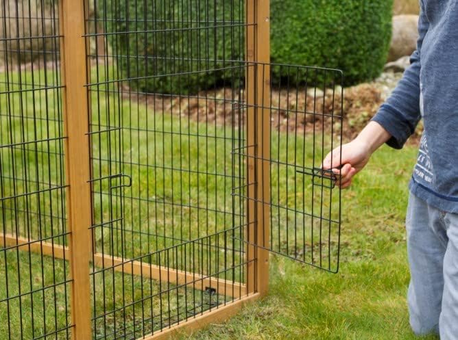 Kerbl Recinto per piccoli animali con blocco anti-fuga (spaziatura della griglia 2,5 cm, area esterna coperta, con tetto in plastica, inclusa casetta per piccoli animali + piattaforma panoramica) 81708