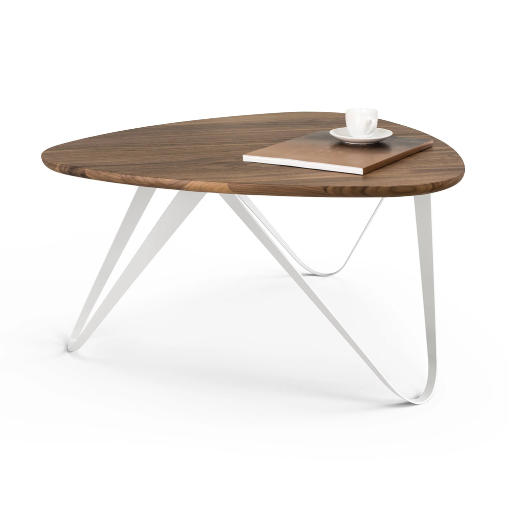 Tavolino PLEKTRON in legno massello noce Bianco puro