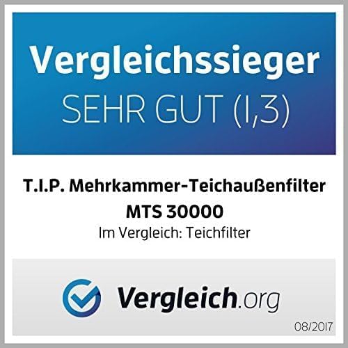 T.I.P. Teichfilter - Teichaußenfilter-Set (20.000 l Teichvolumen, Wet-and-Dry Technologie, UV-C 18 W, Filterbehälter 70 l, inkl. Pumpe, UV-C Strahler, Schläuche, Filtermaterial) WDF 20000 UV 18, 30285