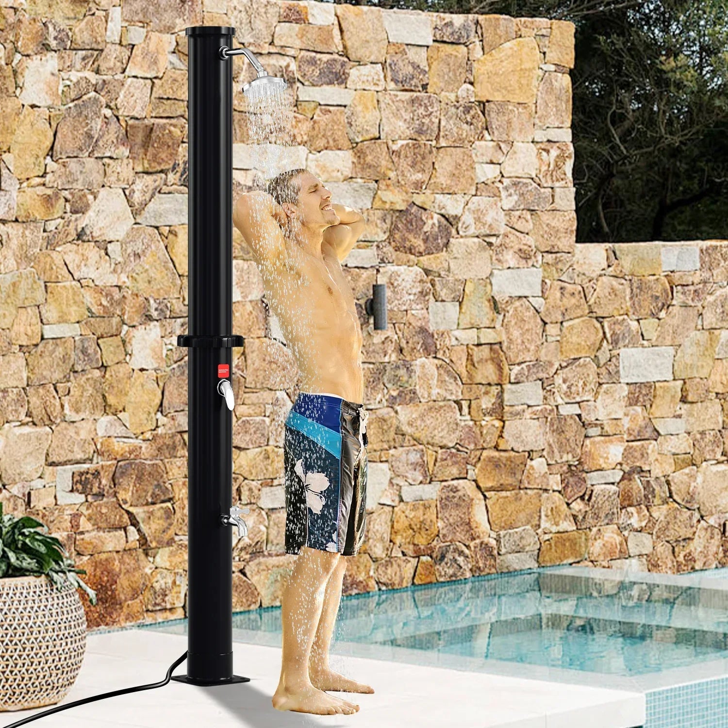 Sonnewelt 60L Doccia Solare Doccia da Giardino Incl. Copertura Protettiva e Doccetta