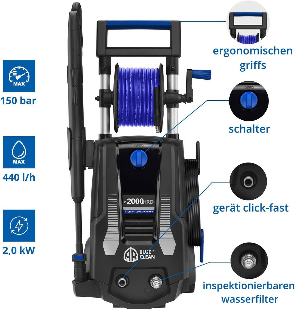 Idropulitrice AR Blue Clean e-1600P con Patio Cleaner e Spazzola Fissa (1600 W, 125 bar, 420 l/h)
