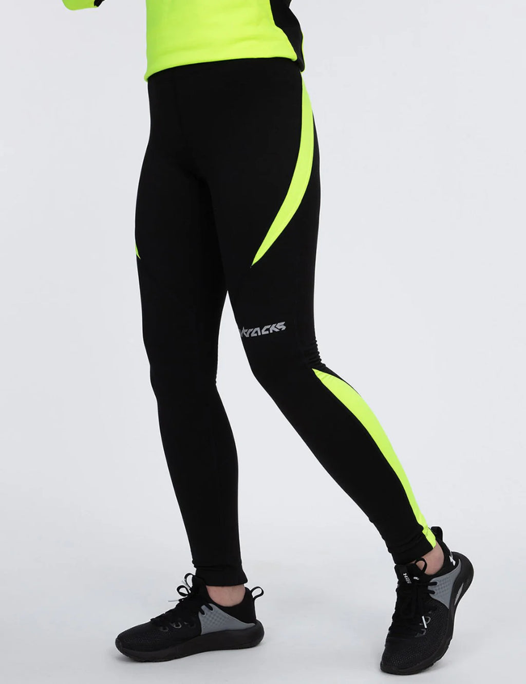 Pantaloni da Corsa Lunghi Termici da Donna Pro Nero Neon