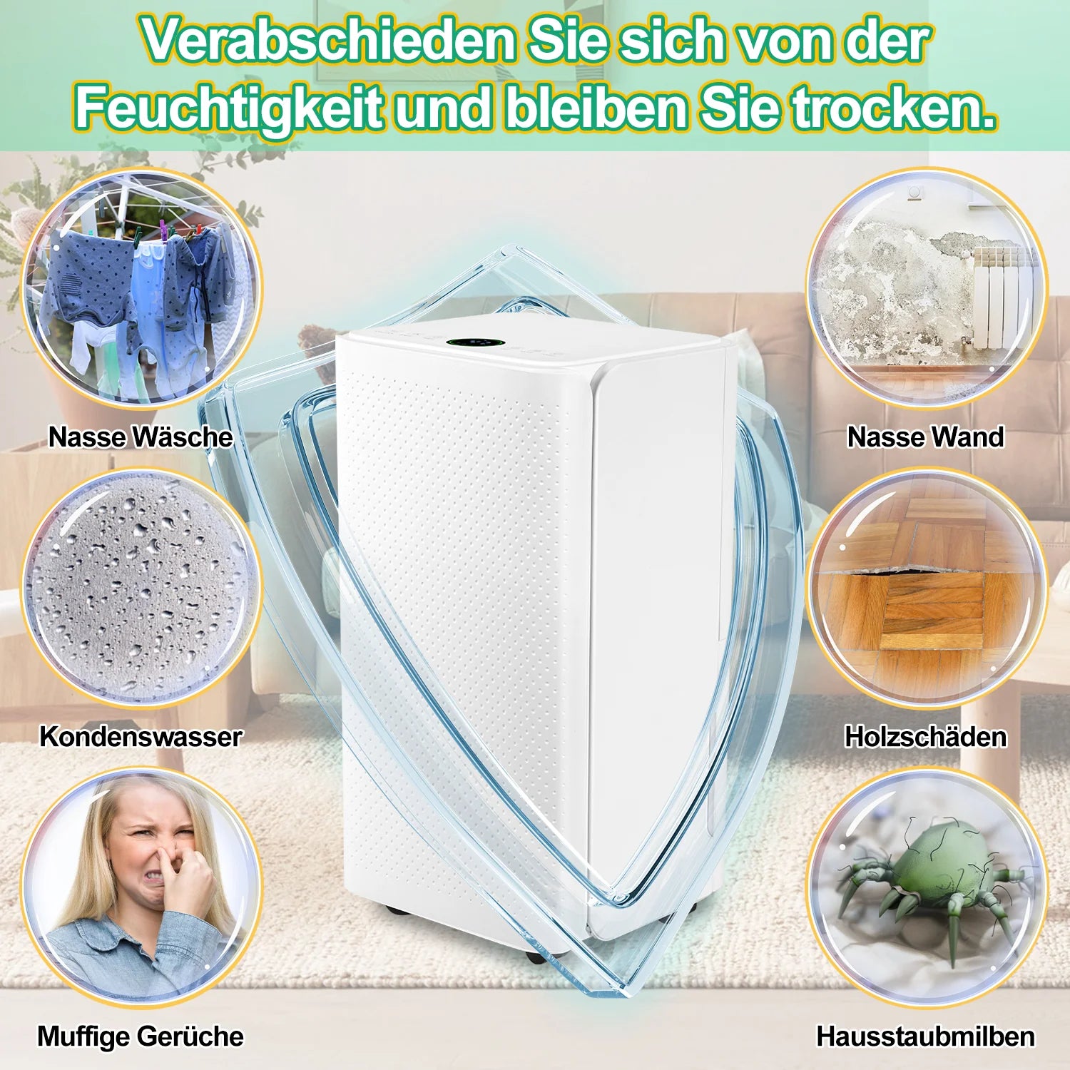 Sonnewelt Luftentfeuchter 16L mit Timerfunktion, Wschetrockungsfunktion, Abtaufunktion