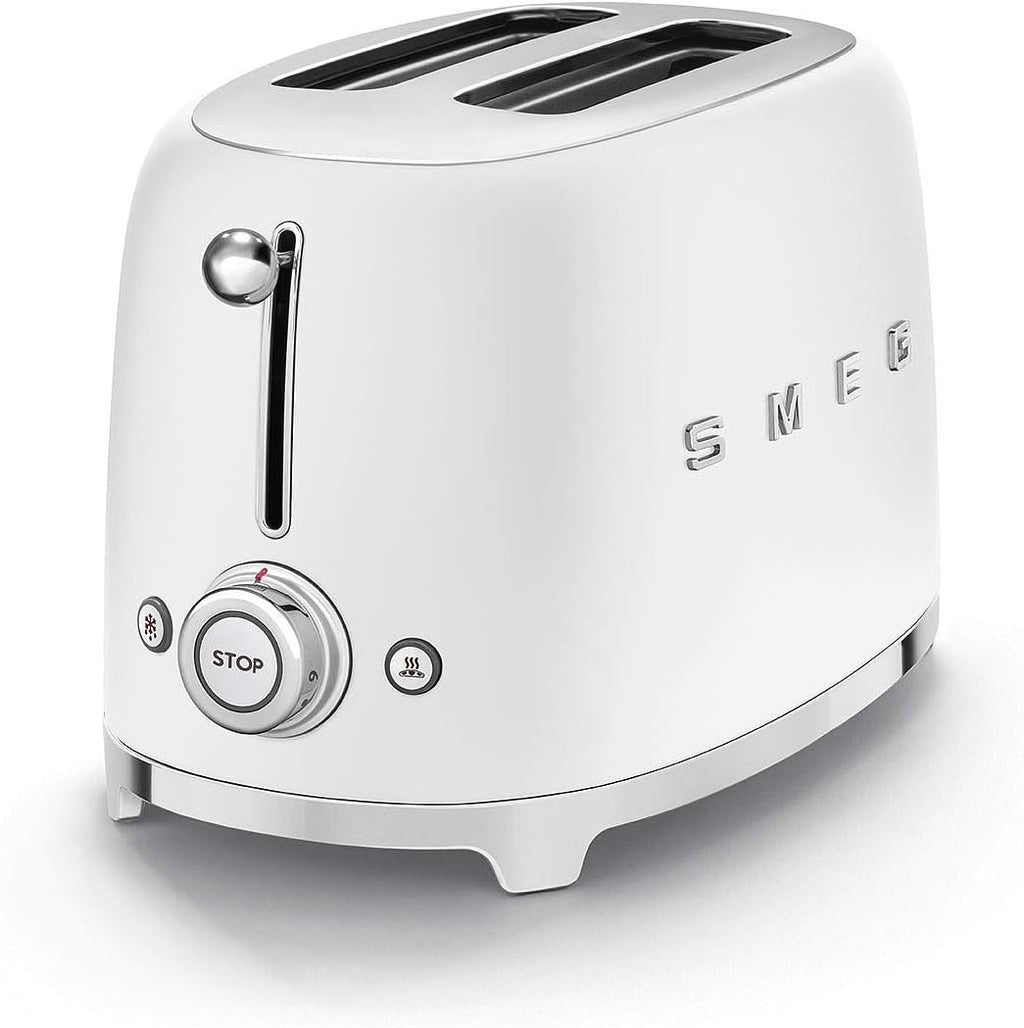 Smeg, 2x2 TSF01CREU - Tostapane, 2 scomparti per 2 fette, 6 livelli di doratura, funzione riscaldamento, funzione scongelamento e bagel, vassoio raccoglibriciole, 950W, Crema