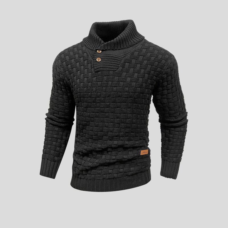 Geknpfter Pullover mit halbem Kragen für Herren