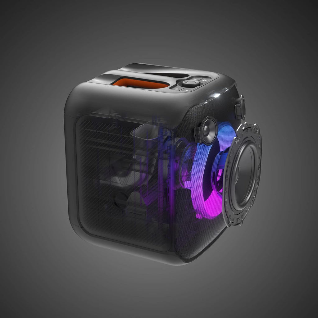 JBL PartyBox Encore – Altoparlante portatile per feste da interno e da esterno – Con luci integrate, design IPX4 e bassi profondi – 10 ore di autonomia – Nero