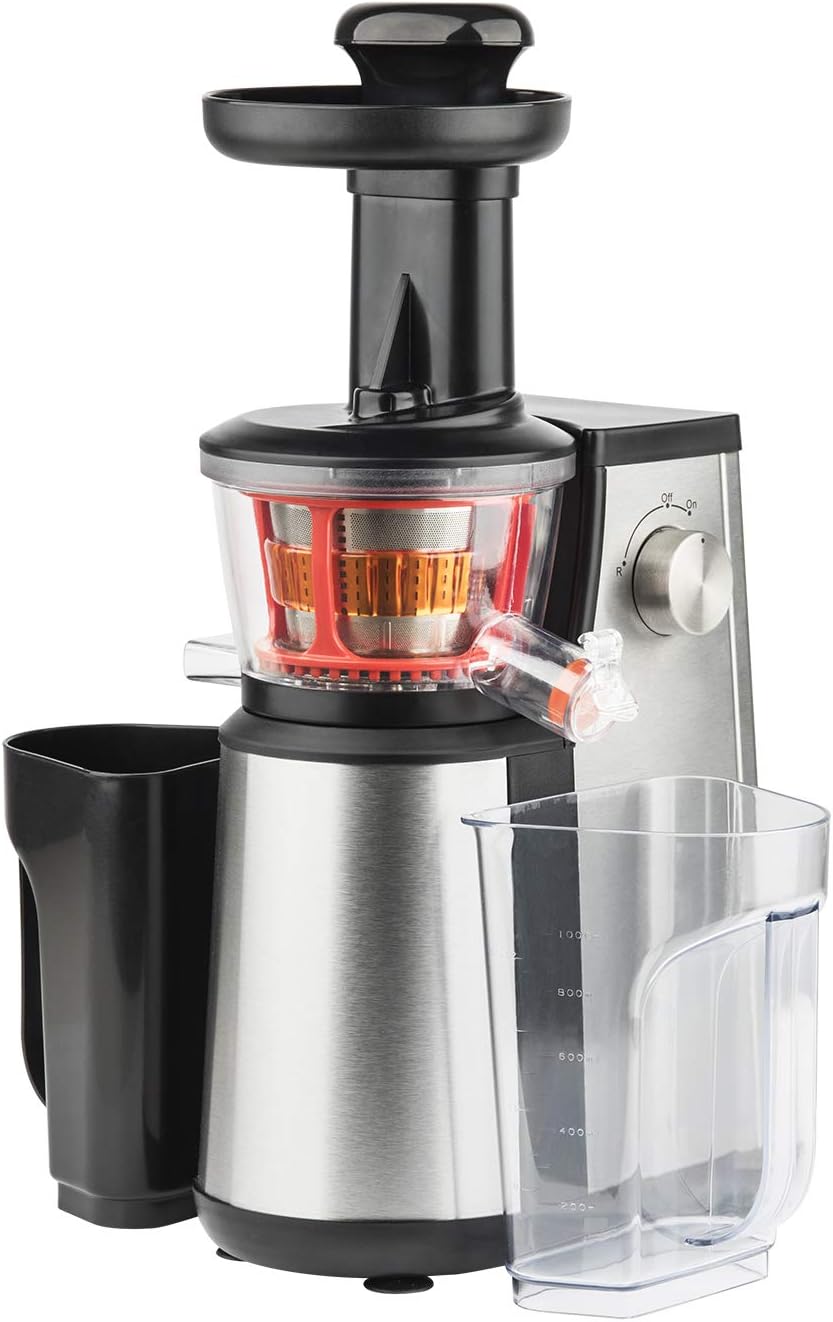 H.Koenig GSX22 Estrattore di succo / 1 L / 3 filtri per sorbetto, succo denso, succo leggero / Contenitore per polpa / Lavabile in lavastoviglie / Acciaio inossidabile /, Nero
