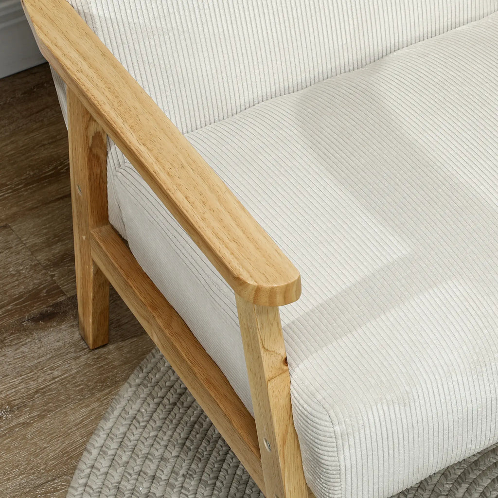 HOMCOM Polsterstuhl Wohnzimmer gemütlich Cordstoff cremeweiß