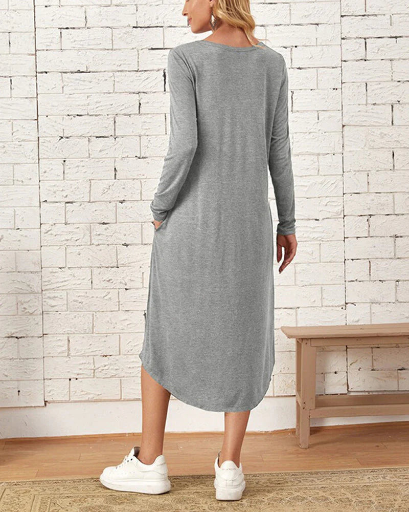 Lozenda - Herbst und Winter langrmeliges, locker geschwungenes Kleid