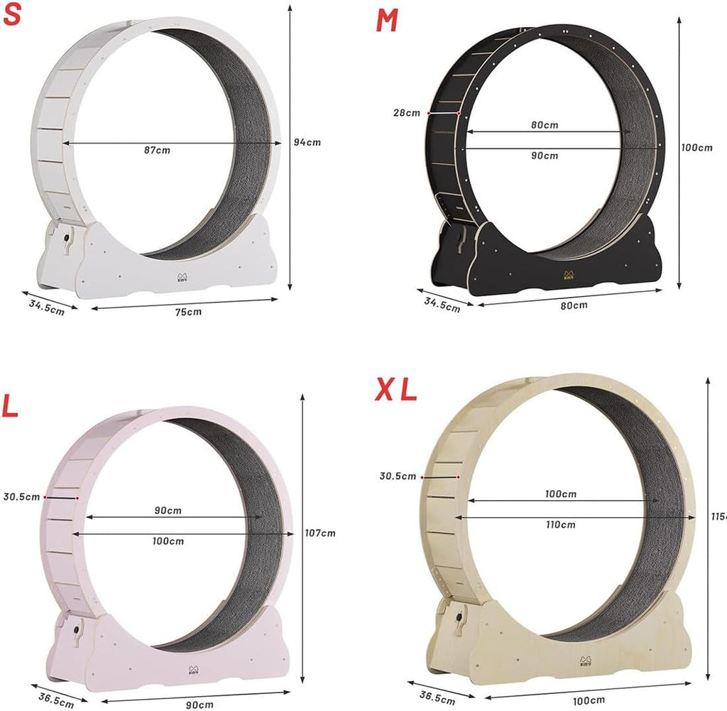 Ruota da corsa per gatti di grandi dimensioni per gatti da interno, tapis roulant graffiante con colore del legno naturale, ruota da corsa, tiragraffi in cartone per l'intrattenimento del gatto, rosa-S