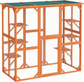 Wiltec Recinto esterno per gatti 168 x 82 x 166,5 cm con 6 piattaforme, gabbia per gatti da giardino resistente alle intemperie, cuccia per gatti con rete metallica e tetto in bitume