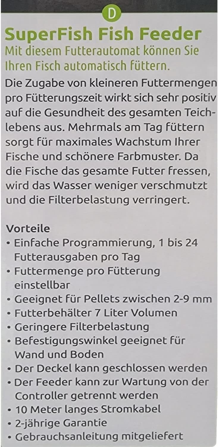 Futterautomat Koi Pro Fish Feeder - inkl. 1kg Koifutter Sui JIN Ginger Grow - Teich Fischfutterautomat, Koi, Koiteich, Fische, Koifutter (7 Liter)