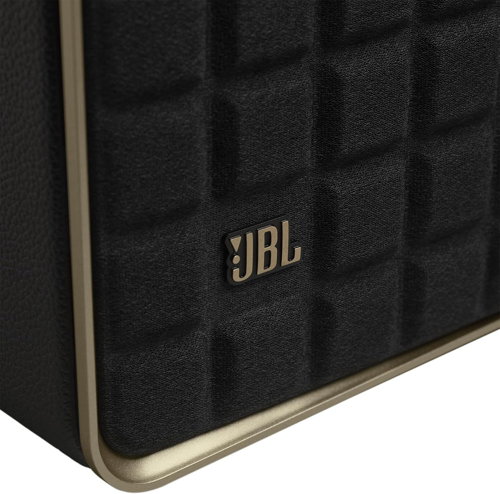 JBL Authentics 200 Smart Home Altoparlante – Cassa Bluetooth dal design retrò anni '70 – Con griglia Quadrex, Google Assistant, Alexa, AirPlay e JBL One App – Nero