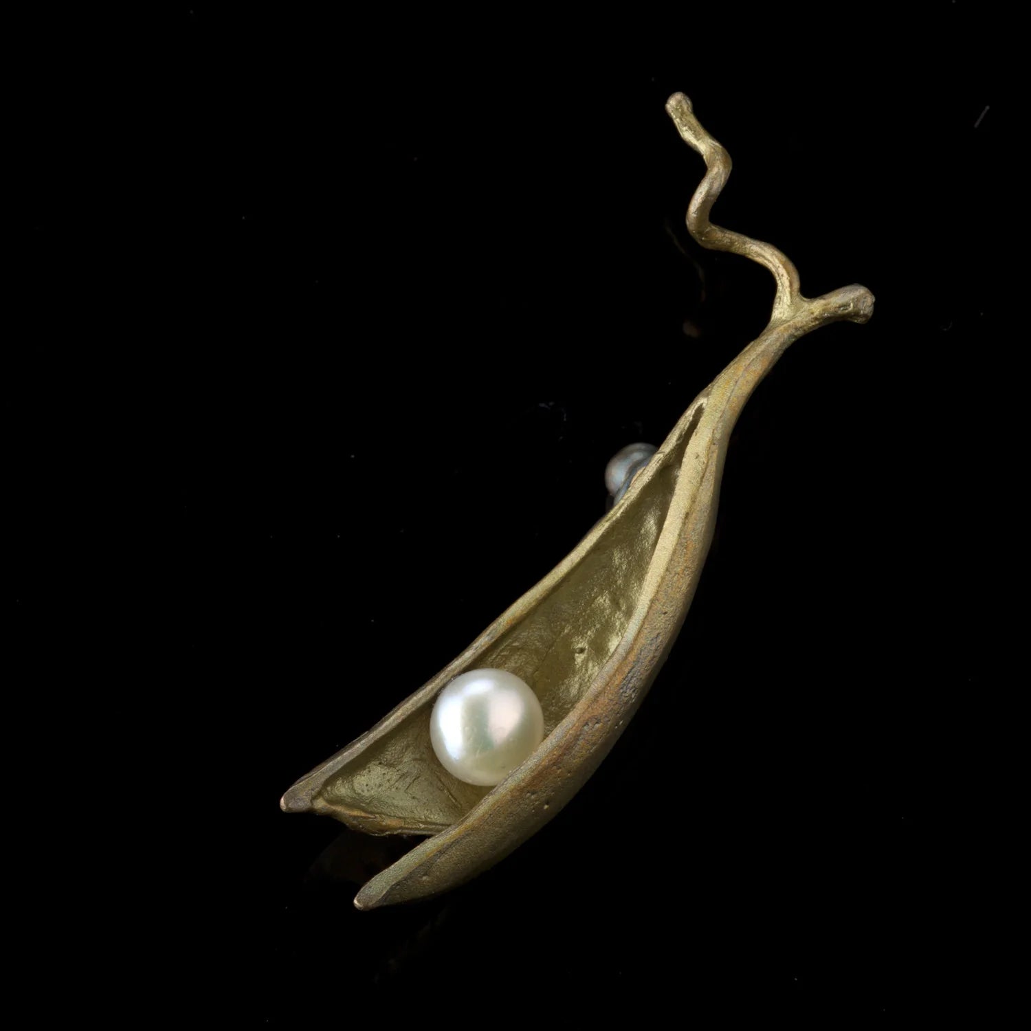 Erbsenschote - Brosche - 1 Perle