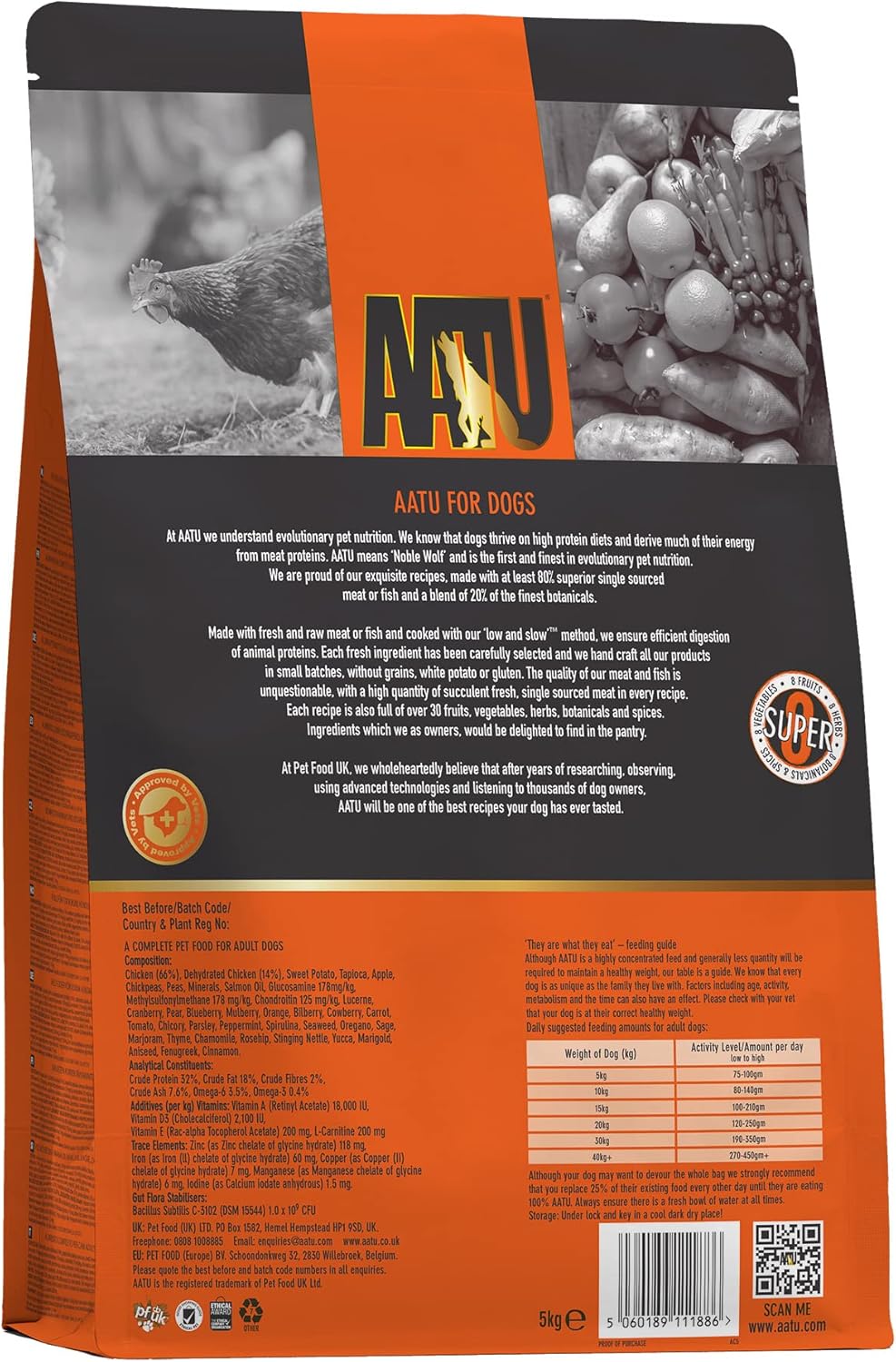 AATU Cibo Secco per Cani, Cibo Secco per Cani 80/20 con Pollo, Cibo per Cani Senza Cereali ad Alto Contenuto Proteico, Alimento Naturale per Cani Adulti di Tutte le Razze, 1,5 kg