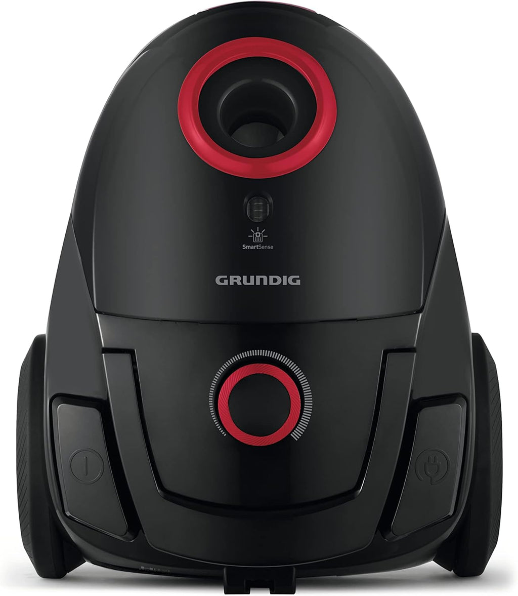 Grundig, VCC 3850 A Aspirapolvere a traino con sacco, 800 W, 2,1 L, Nero/Rosso